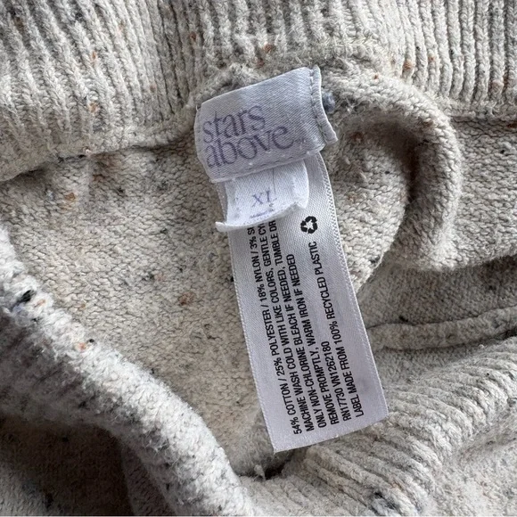 Sweater Set - joggers & v-neck sweater - speckled cream color - cotton blend - Picture 10 of 11